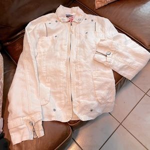 Desigual white jacket with embroidered dragons